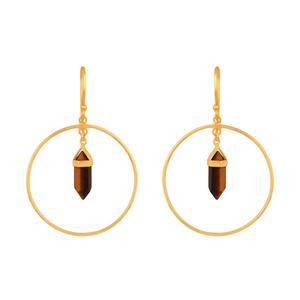 Pendientes colgantes de piedras preciosas de ojo de tigre Natural chapados en oro de 18 quilates de plata esterlina más vendidos, fabricante de joyería fina Demi - Product Image 1