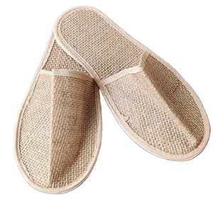 Pantoufles jetables blanches en jute bon marché, vente en gros, pantoufles de voyage/pantoufles d'hôtel jetables en jute personnalisées - Product Image 2