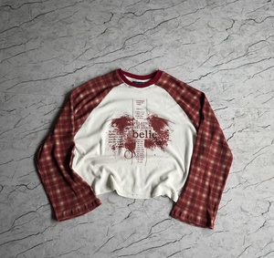 Custom Vintage Long Sleeve T-Shirt Men Women Plaid <b>Raglan</b> Waffle Knit Thermal Graphic Printed Streetwear <b>Tops</b> OEM - Product Image 1