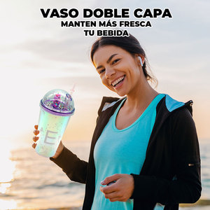 Borraccia in plastica da 700 ml con cannuccia e coperchio a cupola, design classico di lusso con lettere, per bevande fredde e calde, ideale per feste per bambini - Product Image 6