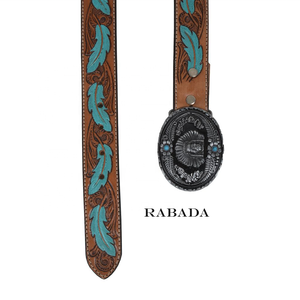 Cinturón de cuero genuino para mujer, cinturón floral pintado a mano occidental hecho a mano - Product Image 5