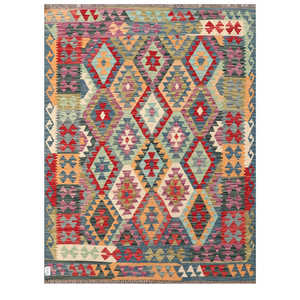 Alfombra Kilim de Maimana, Afganistán, 204 x 154 cm, Alfombras y Juegos de Alfombras Tradicionales Afganas - Product Image 1