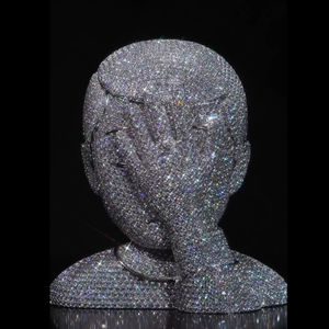 Colgante de Oro Blanco Sólido de 14k con Diamante Certificado por IGI, Estilo Hiphop, Diseño Único con Forma de Rostro Personalizable, Joyería Fina para Hombre - Product Image 4