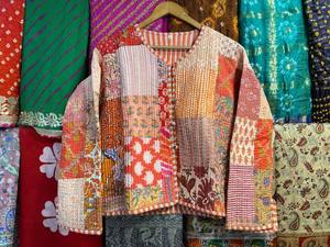 Cotton Patchwork Short Jacket, Indian Handmade Patchwork Reversible Coat, <b>Women</b> Fashion Wear Stylish Vintage Jacket, Bomber - Product Image 4