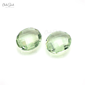 Paire de 2 Améthyste Verte 12X10MM Ovale Briolette Coupe Semi Naturelle Améthyste Verte Pierre Libre Grossiste & Fournisseur - Product Image 2