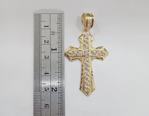 Pendentif en argent 925 avec diamant moissanite en forme de croix, 2 carats, pendentifs et breloques ronds - Product Image 6