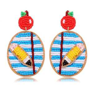 Pendientes bordados a mano coloridos grandes - Product Image 5