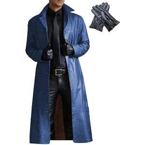 Abrigo largo de cuero puro de calidad superior para hombre, estilo informal, último diseño, abrigo de cuero con guantes de cuero gratis - Product Image 3