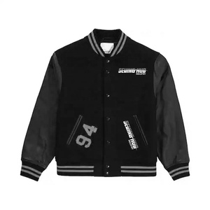 Vente chaude en cuir à manches Varsity Jacket Impression personnalisée Broderie Patch Baseball Letterman véritable Varsity jacket pour hommes - Product Image 5