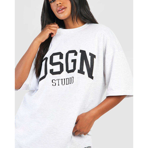 Camiseta con serigrafía blanca personalizada, camisetas de gran tamaño para mujer, a la moda ropa de calle, camiseta informal para mujer, fabricante de camisetas - Product Image 4