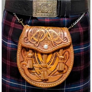 Sporrans Kilt de cuero hecho a mano tradicional para hombres, Kilt Highland escocés, accesorios para vestidos formales, eventos, bolsas Sporran - Product Image 3