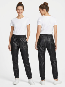 Pantalones de Piel de Alta Calidad Pro Felt para Hombre y Mujer, de Piel de Cordero, Pierna Ajustada, Cintura Elástica de Altura Media, Puños en los Tobillos, Estilo Vintage - Product Image 6