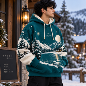 Sweat à capuche homme surdimensionné en polaire pour Noël – Pull d'hiver confortable personnalisable en gros - Product Image 3