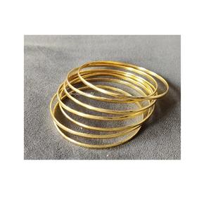 High Quality Brass Bangle Hot Sale 7 Stacked 14k <b>Gold</b> Bangle <b>Bracelets</b> for Women and Handmade Shinny Polished - Product Image 1