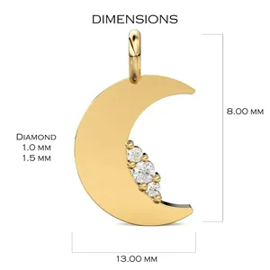 Colgante de Oro Sólido 14k 18k con Dije de Luna y Diamante, Suministros de Joyería, Oferta en Fornituras y Componentes de Joyería - Product Image 6