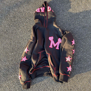 Sudadera con Capucha Personalizada para Hombre, 100% Algodón, Talla Grande, Felpa Gruesa, Bordado Chenille, Ropa Casual de Invierno, Impresión Digital, Lavado a la Piedra - Product Image 1