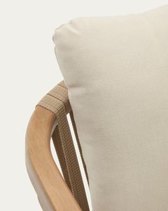Chaise de salle à manger moderne et écologique Marreta, fabriquée en teck massif, dossier en corde tressée avec rembourrage imperméable, finition naturelle - Product Image 4