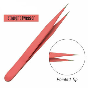 Pinzas profesionales para extensión de pestañas con volumen de 90 grados, color dorado claro, nuevo estilo, recubrimiento en polvo rosa oscuro, alto acero inoxidable - Product Image 4