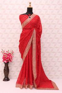 Indien Bollywood élégant Saree Kriti Sanon Ananya Pandey fantaisie Georgette tissu broderie élégante fête de mariage à la mode - Product Image 4