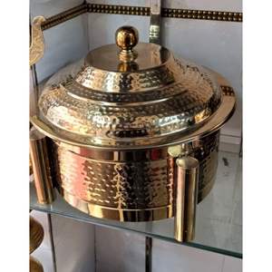 Réchaud à buffet en laiton et acier poli antique, gravé, pour la restauration, les hôtels et les restaurants - Product Image 3