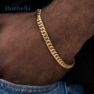 Pulsera de eslabones cubanos de Plata de Ley 925 chapada en oro de 18 quilates, joyería de moissanita estilo Hip Hop para hombres, venta al por mayor - Product Image 1