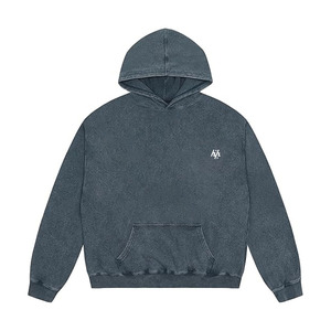 Sudadera con capucha de algodón de alta calidad con lavado ácido Jersey holgado con bolsillo de canguro con logotipo personalizable para la moda callejera - Product Image 1