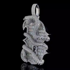 งานออกแบบงูรูปตัวอักษรบี925เงินประดับด้วยจี้เพชรโมอิสซาไนท์จี้เครื่องประดับชั้นดีและของขวัญสุดมีเสน่ห์สำหรับเธอ - Product Image 2