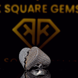 10,00 TCW corte ovalado Moissanite Pave ajuste corazón diseño declaración anillo personalizado estilo Hip Hop oro blanco para mujeres GRA certificado - Product Image 4