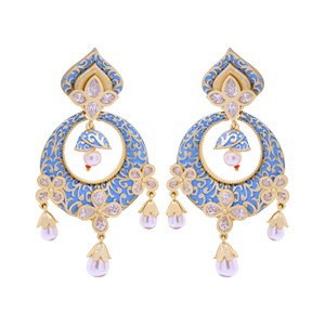 Pendientes colgantes tradicionales chapados en oro AD elegantes, joyería de imitación antigua de moda para fiesta, joyería de moda de exportación - Product Image 2