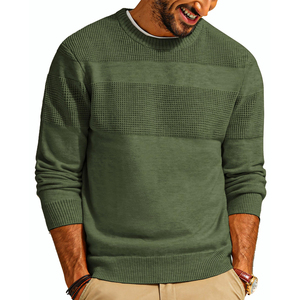 Vente en gros de nouveaux pulls pour hommes de couleur unie au design personnalisé à la mode d'automne coupe régulière manches longues col rond de haute qualité - Product Image 1