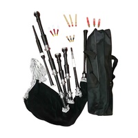 Obexa OBB-394933 Gaita de cimbalones Highland de palisandro con acabado negro, diseño completo de cimbalones, accesorios cromados, color y logotipo personalizables, para actuaciones