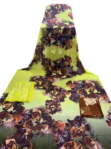 Allemagne Dirac Gogra Garbasar Ensemble de 3 pièces de vêtements traditionnels Kanga pour femmes en coton et élasthanne écologiques de luxe, motif floral long - Product Image 3