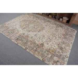 พรมขนและขนสัตว์ตุรกีสีเบจแนววินเทจแบบ6x8ft การเย็บปะติดปะต่อกันหรูหราการออกแบบสี่เหลี่ยมผืนผ้าสำหรับการตกแต่งทางเข้าหรือห้องนั่งเล่น - Product Image 3