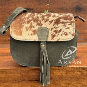 Wholesale New Design High-end Luxury Genuine Suede Leather Tassel Crossbody Messenger Bag for Women's Cowhide Shoulder Handbags - Product Image 1