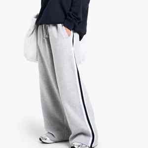 Unique Design Grey Women's Petite <b>Elastic</b> Waist <b>Lace</b> Straight Joggers Terry Fleece Soft Touch Sweatpants - Product Image 1