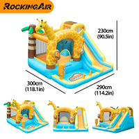 Château gonflable avec toboggan, filet de sécurité renforcé pour la maison et le patio, avec anneaux de couleur personnalisables et coutures renforcées