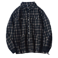 Kustom Drop bahu gaya Vintage kotak kemeja flanel lengan panjang kemeja kotak-kotak berukuran besar kemeja flanel untuk pria 2025/26