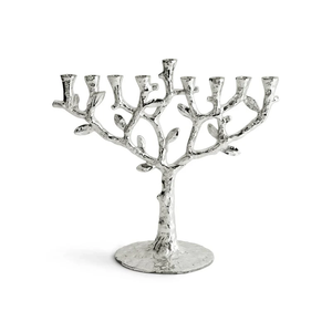 Elegant Silver <b>Tree</b> of Life Menorah Handcrafted Hanukkah <b>Candle</b> Holder with Symbolic Design - Product Image 1