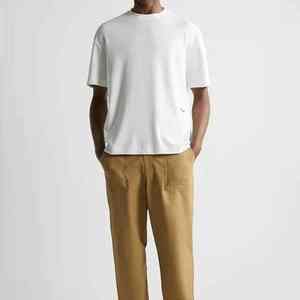 เสื้อยืดคอกลมผ้าฝ้าย100% สีทึบผ้าถักแบบลำลองย้อมสีธรรมดาดีไซน์ว่างเปล่าและโลโก้ด้านหน้า - Product Image 5