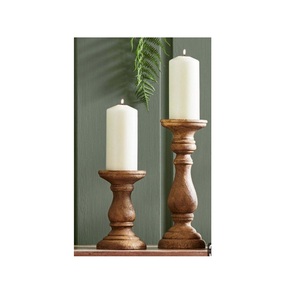 Candelabros de madera decorativos de último diseño para decoración del hogar uso navideño Logotipo de tamaño personalizable pilar de madera de mango de alta calidad - Product Image 2