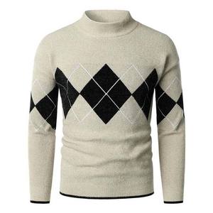 Suéteres de Punto Personalizados OEM en Color de Contraste para Hombre, Suéteres de Invierno de Manga Larga con Cuello Redondo, Nuevo Diseño - Product Image 1