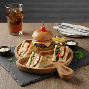 Bandeja de Servir Doble en Forma de Fresa de Madera de Primera Calidad con Asa, Plato Portátil Duradero y Ecológico de Uso Versátil - Product Image 2