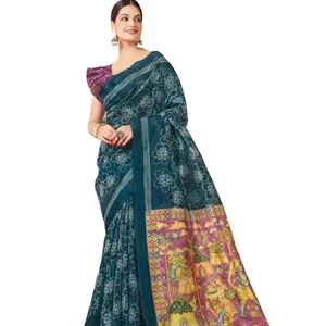 Хит продаж, Шелковое Сари для свадьбы и фестиваля, индийская Свадебная новейшая дизайнерская шелковая Сари