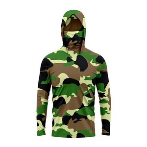 Conjuntos de pesca de manga larga de camuflaje con logotipo personalizado para hombre, sudaderas de secado rápido de poliéster duradero, Sudadera con capucha de protección UV UPF 50 + transpirable - Product Image 4