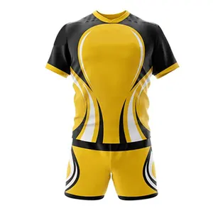 Maillot de football rugby à séchage rapide respirant à sublimation complète personnalisé ensembles de vêtements de sport comprenant des chemises et des shorts d'uniforme - Product Image 1