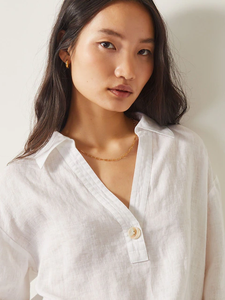 Chemise à manches bouffantes en coton 100% vintage à col en V pour femmes, vêtements d'extérieur, respirante, séchage rapide - Product Image 4