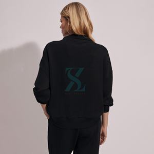 Ensemble de survêtement polaire à demi-fermeture à glissière avec logo personnalisé grandes tailles sweat-shirt d'hiver à la mode pantalon de survêtement lavé pour le confort du printemps - Product Image 5