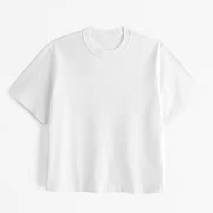 Logo OEM personnalisé vierge côtelé col rond surdimensionné poids lourd Street Wear 100% coton T-shirt surdimensionné pour hommes coupe ample - Product Image 5