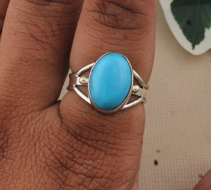 Handmade Sterling Silver Bezel Setting Oval Cut Natural Turquoise Gemstone Wedding <b>Statement</b> <b>Ring</b> <b>for</b> <b>Women</b> - Product Image 4
