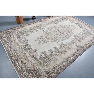 พรมตุรกี6 x 9.6ft วินเทจสีเบจสีน้ำตาลคลาสสิกพื้นที่ขนาดใหญ่ผ้าขนสัตว์ด้านหลังห้องโถงที่มีลวดลายนามธรรมเป็นรูปสี่เหลี่ยมผืนผ้าสำหรับห้องพัก - Product Image 2